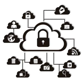 Illustration of cloud technology locked, network security, vector illustration Stock Illustration
