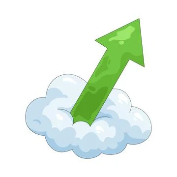 Illustration of cloud with an upward arrow Stock Illustration