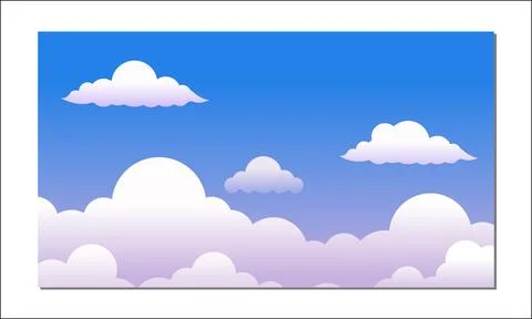 Illustration of clouds floating in a bright blue sky with soft gradients Stock Illustration