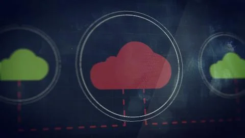 Illustration of clouds network at a screen of phone, pad, etc. 库存插图