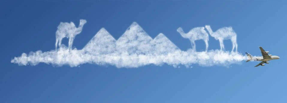 Illustration of clouds representing famous monuments 스톡 일러스트