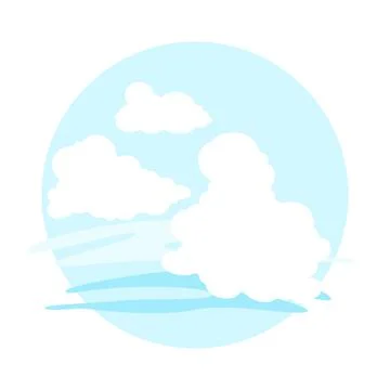 Illustration of clouds in sky. Card or background with heaven. Illustration