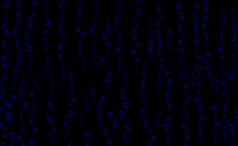 Illustration. A cluster of blue bubbles of different size on a black backgrou Stock Illustration
