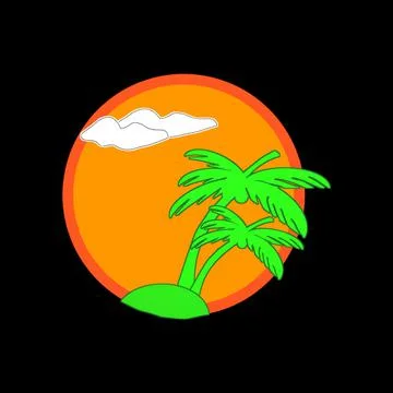 Illustration of a coconut tree on the beach Stockillustratie