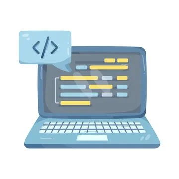 Illustration of coding laptop Ilustração Stock