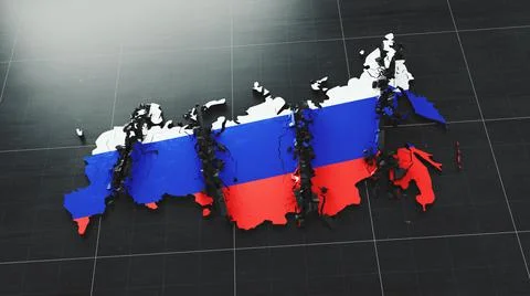 Illustration of the collapse of the map of Russia Stock Illustration