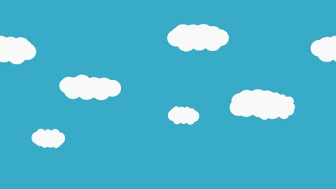 An illustration of a collection of white clouds running under a blue sky. Stock Footage 329570693