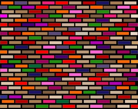 Illustration of colored brick wall background. For any design and decoration, Stock Illustration