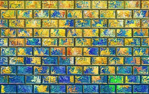 Illustration of colored bricks created in the computer, with gloss. yellow an Stock Photos