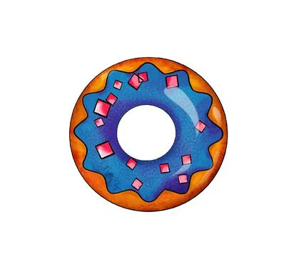Illustration of a colored drawing of sweets - donuts with glaze of different Stock Illustration
