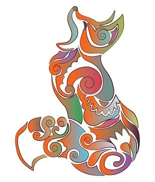 Illustration of a colored fox Stock Illustration