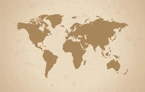 Illustration of a Colored map of world. Grunge world map. Old world map on .. 스톡 일러스트