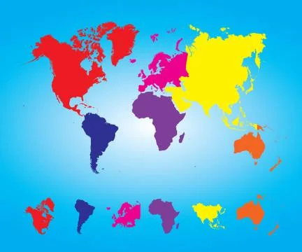 Illustration of a colored map of world Ilustração Stock
