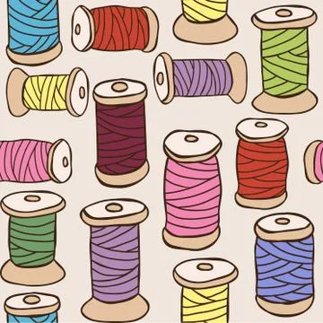 Illustration of colored threads seamless pattern Stock Illustration
