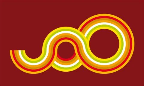 Illustration of a colored triple loop. Geometric shape. Stock Illustration