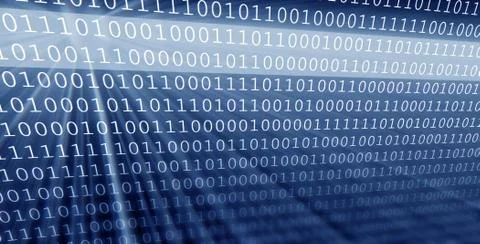 Illustration of colorful digital binary data digits and streaming binary code Stock Illustration