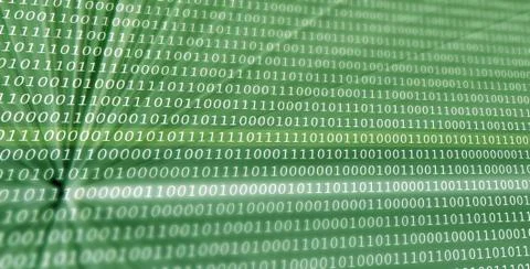 Illustration of colorful digital binary data digits and streaming binary code 库存照片