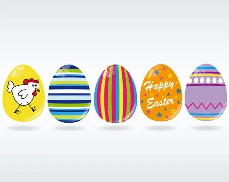 Illustration of the colorful Easter eggs on a white background Stock Illustration