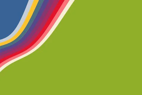 An illustration of a colorful wavy pattern on the upper corner on a green bac Stock Illustration