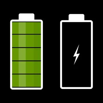 Illustration comparing full and low battery. Vector image Illustration