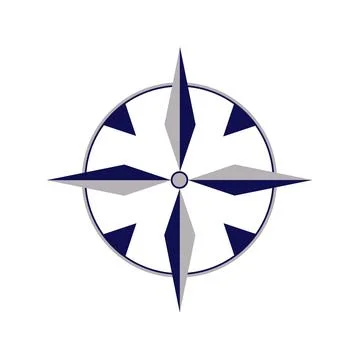 Illustration of compass rose on white background Ilustração Stock