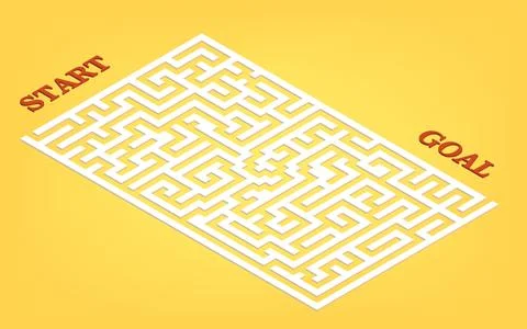 Illustration of a complex three-dimensional maze, isometric 스톡 일러스트