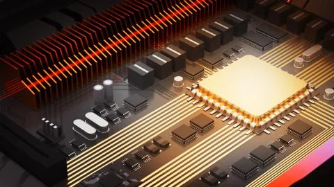 An illustration of the components of a basic computer.computer technology i.. Foto stock