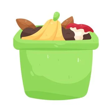 Illustration of compost bin with organic waste Stock Illustration