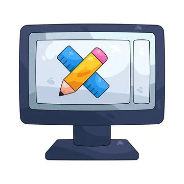 Illustration of Computer with Design Software Ilustración de archivo