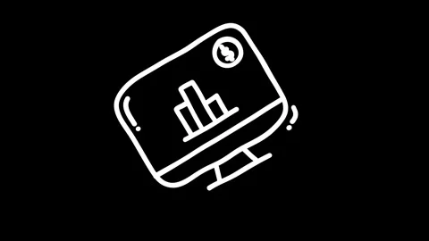 Illustration of a computer displaying financial graphs against a black back.. Stock Footage 320022967