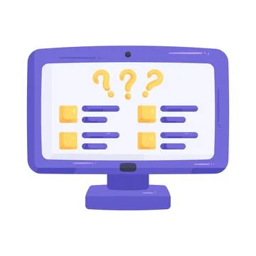 Illustration of computer displaying a quiz Stock Illustration