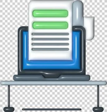 Illustration of Computer with Document Stock Illustration