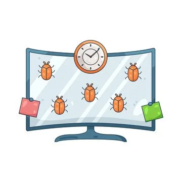 Illustration of Computer Infected with a Virus Stock Illustration