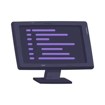 Illustration of computer monitor displaying programming code Stockillustratie