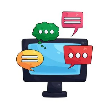 Illustration of computer screen with chat bubbles Stockillustratie