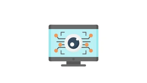 Illustration of a computer screen featuring a prominent eye, symbolizing ob.. Stock Footage 332199623