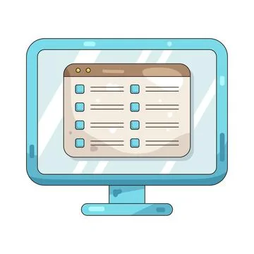 Illustration of computer screen showing a checklist Stock Illustration