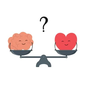Illustration of the concept of balance between logic and emotion. Cartoon brain Stock Illustration