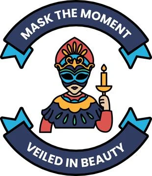 Illustration in concept of Dance Mask in line illustration style Stock Illustration