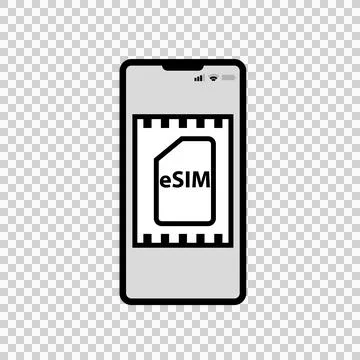 Illustration concept of eSIM technology. Built-in SIM electronic telephone Stock Illustration