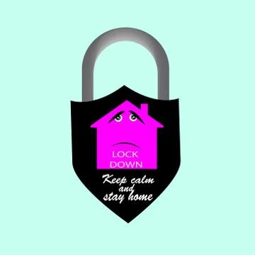 Illustration concept home lock down quarantine Stock Illustration