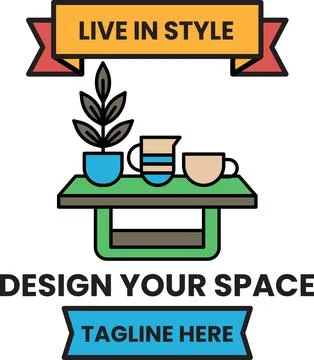 Illustration in the concept of interior design in line style Stock Illustration