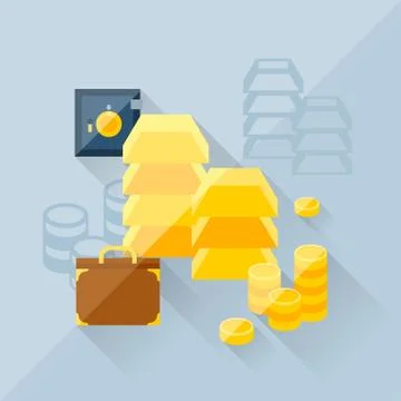 Illustration concept of precious metals in flat design style Stock Illustration