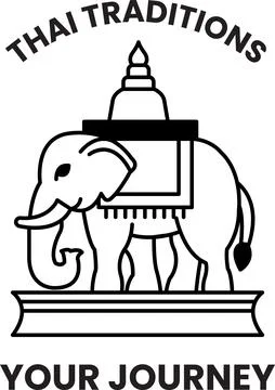 Illustration in the concept of Thai elephants in line style Stock Illustration