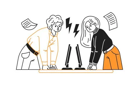 Illustration of Conflict between Two Office Workers Stock Illustration