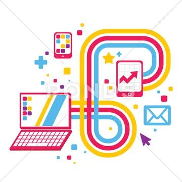 Illustration of the connect devices colorful Stock Illustration