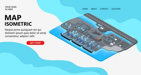 Illustration of a container map in a big port Suitable for landing page, flye Stock Illustration