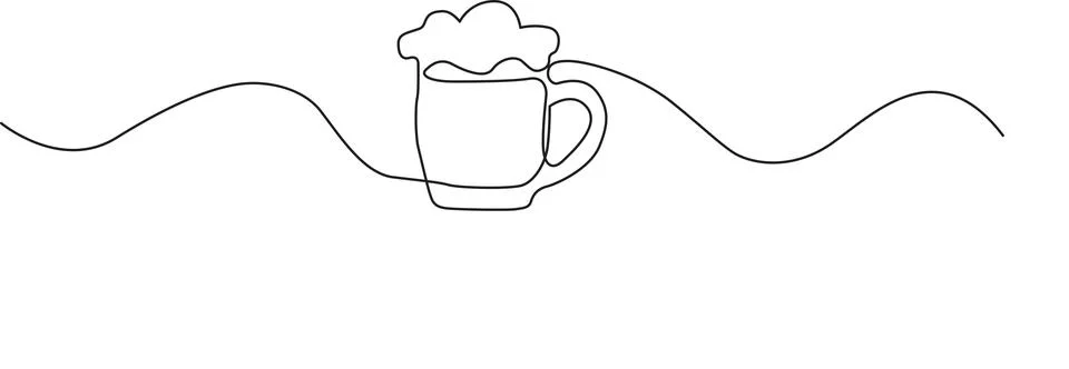 Illustration of continuous line drawing of a beer mug Illustrazione stock