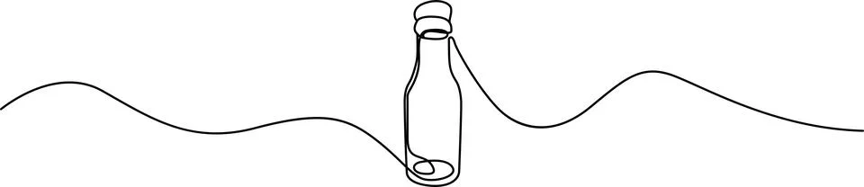 Illustration of continuous line drawing of a bottle with wavy lines Stock Illustration