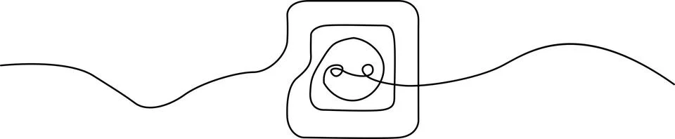 Illustration of continuous line drawing of electrical wall socket Illustrazione stock
